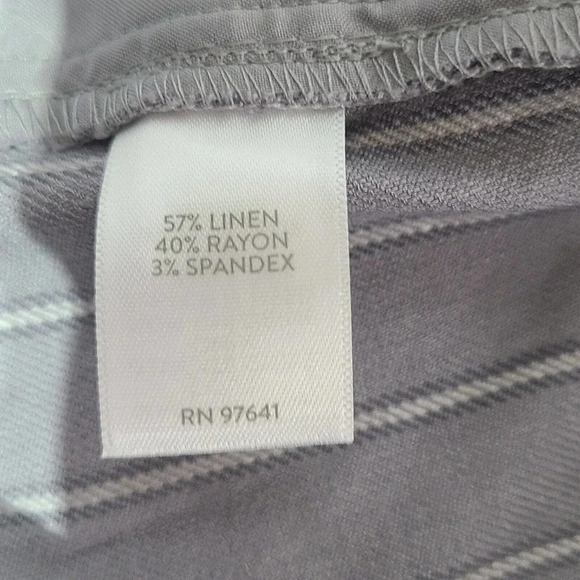 J. Jill Linen Stretch Pants Women's Size 10 Gray Striped Pinstripe Straight Leg - Picture 5 of 6
